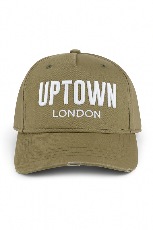 Uptown London Khaki X White Distressed Cap