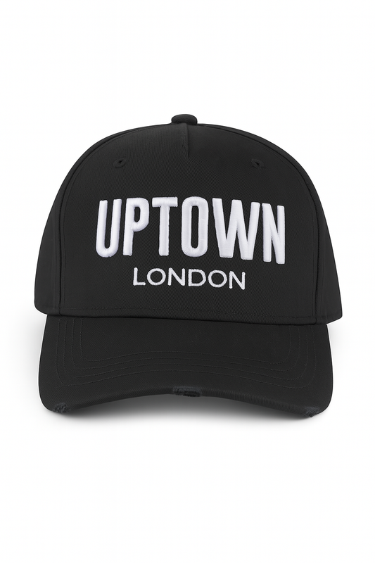 Uptown London Black X White Distressed Cap